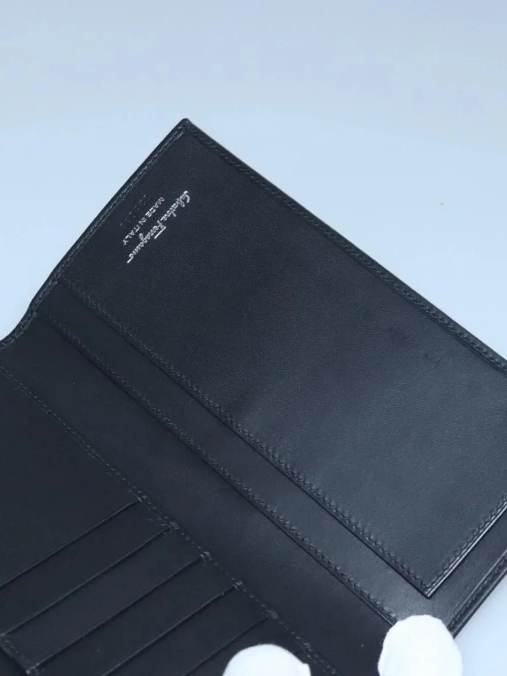 Salvatore Ferragamo Wallet Leather Black Auth bs20080